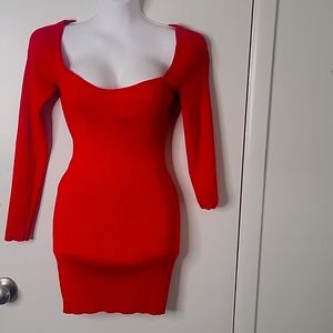 Red sweater mini dress